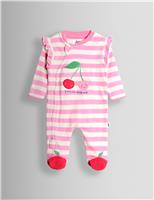 Pure Cotton Striped Sleepsuit (7lbs-12 Mths)
