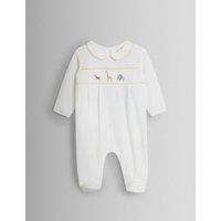 JoJo Maman Bb Cotton Rich Velour Safari Sleepsuit (7lbs-9 Mths) Cream