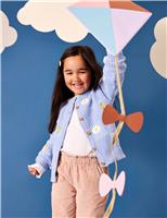JoJo Maman Bb Pure Cotton Daisy Cardigan (6 Mths-9 Yrs) Mid Blue