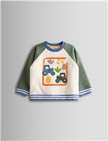 Pure Cotton Boucl Tractor Sweatshirt (6 Mths-6 Yrs)