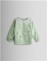 JoJo Maman Bb Pure Cotton Embroidered Sweatshirt (6 Mths - 7 Yrs) Sage