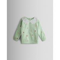 JoJo Maman Bb Pure Cotton Embroidered Sweatshirt (6 Mths - 7 Yrs) Sage