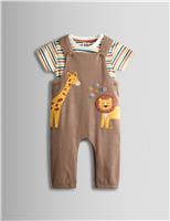2 Piece Pure Cotton Safari Dungaree Outfit (0-24 Mths)
