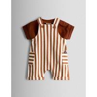 JoJo Maman Bb 2 Piece Pure Cotton Dungarees & T-Shirt Set (0-18 Mths) Orange