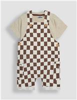 JoJo Maman Bb 2 Piece Pure Cotton Dungaree Outfit (0-24 Mths) Navy