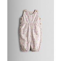 JoJo Maman Bb Pure Cotton Floral Dungarees (0-24 Months) Pink