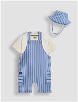 3 Piece Pure Cotton Dungaree Outfit (0-24 Mths)