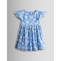JoJo Maman Bb Pure Cotton Floral Dress (6 Mths-7 Yrs) Mid Blue