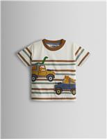 JoJo Maman Bb Pure Cotton Dino Truck Appliqu T-Shirt (6 Mths - 6 Yrs) Cream