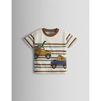 JoJo Maman Bb Pure Cotton Dino Truck Appliqu T-Shirt (6 Mths - 6 Yrs) Cream
