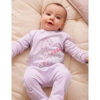 JoJo Maman Bb Pure Cotton Striped Dinosaur Sleepsuit (7lbs-18 Mths) Purple