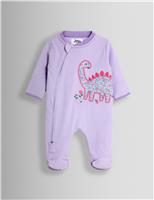 Pure Cotton Striped Dinosaur Sleepsuit (0-18 Months)