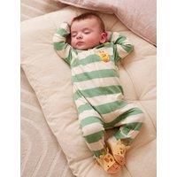 JoJo Maman Bb Pure Cotton Striped Giraffe Sleepsuit (7lbs-18 Mths) Green