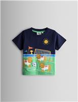 JoJo Maman Bb Pure Cotton Three Lions Football T-Shirt (6 Months-7 Years) Navy