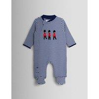JoJo Maman Bb Pure Cotton Striped Soldier Zip Sleepsuit (7lbs-18 Mths) Navy