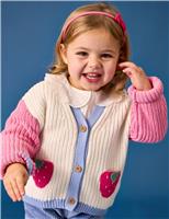 JoJo Maman Bb Pure Cotton Strawberry Cardigan (6 Mths-7 Yrs) Bright Pink