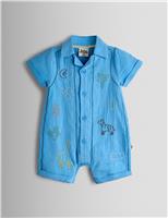 Pure Cotton Embroidered Safari Romper (0-24 Mths)