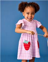 JoJo Maman Bb Pure Cotton Strawberry Applique Dress (6 Mths-7 Yrs) Lilac