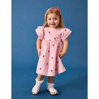 JoJo Maman Bb Pure Cotton Gingham Strawberry Dress (0-9 Yrs) Pink