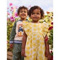 JoJo Maman Bb Pure Cotton Floral Frill Jumpsuit (6 Mths-9 Yrs) Yellow