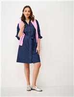 Denim Belted Knee Length Shirt Dress