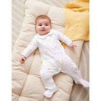 JoJo Maman Bb Pure Cotton Embroidered Sleepsuit (7lbs-12 Mths) White
