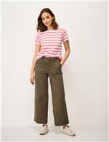 Crew Clothing Pure Cotton Striped T-Shirt Light Pink