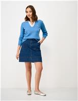 Crew Clothing Pure Cotton Striped Rugby Top Blue Marl