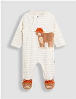 Pure Cotton Highland Cow Zip Sleepsuit (0-18 Months)