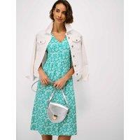 Crew Clothing Jersey Floral Midi Tea Dress Teal Mix