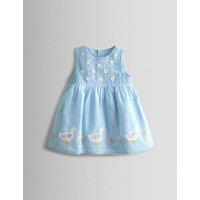 JoJo Maman Bb Pure Cotton Duck Dress (0-24 Mths) Mid Blue