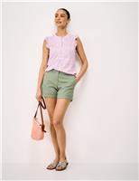 Crew Clothing Cotton Rich Frill Detail Top Fuchsia