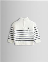 Pure Cotton Striped Half Zip Jumper (6 Mths-9 Yrs)