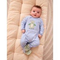 JoJo Maman Bb Pure Cotton Striped Dragon Sleepsuit (3-18 Mths) Blue
