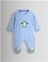 Pure Cotton Striped Dragon Sleepsuit (3-18 Mths)