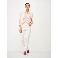 Crew Clothing Jersey Striped Frill Neck Blouse Light Pink