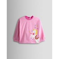 JoJo Maman Bb Pure Cotton Striped Unicorn Top (6-9 Yrs) Pink