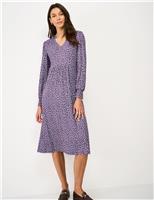 Crew Clothing Jersey Ditsy Floral Midi Tea Dress Plum