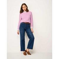 Crew Clothing Pure Cotton Textured Stitch Jumper Lilac
