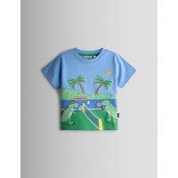 JoJo Maman Bb Pure Cotton Dinosaur Tennis T-Shirt (6 Months-7 Years) Blue Marl