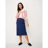Crew Clothing Denim Midi Skirt Indigo