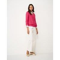 Crew Clothing Pure Cotton Textured V-Neck Jumper Fuchsia