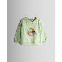 JoJo Maman Bb Pure Cotton Surf Seeker Slogan Sweatshirt (6 Months-7 Years) Duck Egg