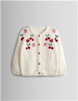 JoJo Maman Bb Pure Cotton Fruit Cardigan (6 Mths-7 Yrs) Cream