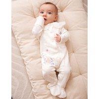 JoJo Maman Bb Pure Cotton Woodland Sleepsuit (7lbs-18 Mths) Cream