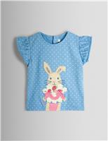 JoJo Maman Bb Pure Cotton Bunny T-Shirt (6 Mths-7 Yrs) Mid Blue