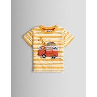JoJo Maman Bb Pure Cotton Striped Appliqu T-Shirt (6 Mths - 7 Yrs) Yellow