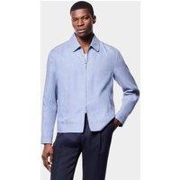 Hawes & Curtis Pure Linen Lightweight Harrington Jacket Blue
