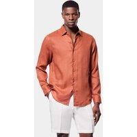 Hawes & Curtis Slim Fit Pure Linen Shirt Orange
