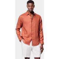 Hawes & Curtis Slim Fit Pure Linen Shirt Orange